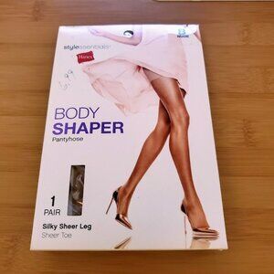 Hanes Nude Body Shaper Pantyhose Silky Sheer Leg & Sheer Toe For Women Size B